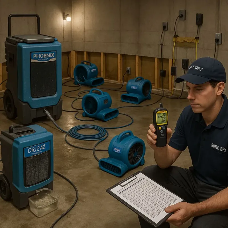 Structural Drying and Dehumidification process in Crownsville, MD
